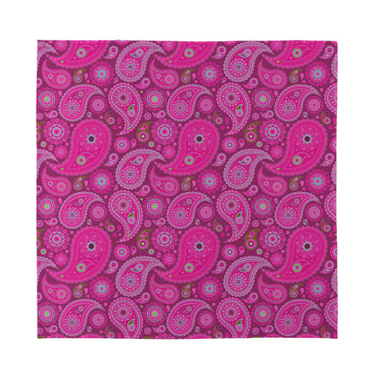 Pink Paisley Pattern Print Silk Bandana