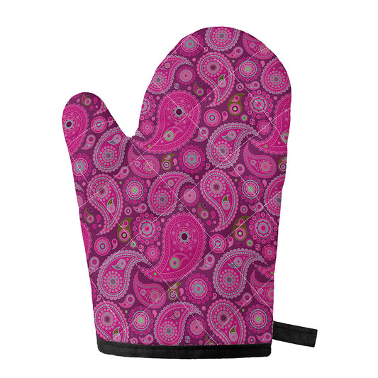 Pink Paisley Pattern Print Single Oven Mitt