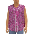 Pink Paisley Pattern Print Sleeveless Baseball Jersey
