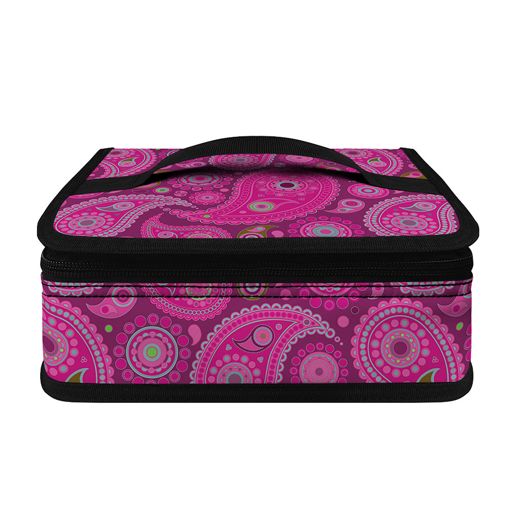 Pink Paisley Pattern Print Small Lunch Bag