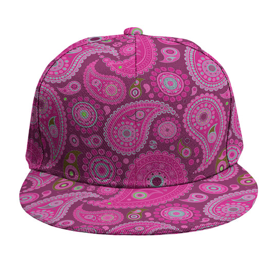 Pink Paisley Pattern Print Snapback Cap