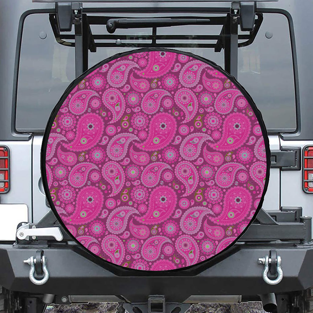 Pink Paisley Pattern Print Tire Cover