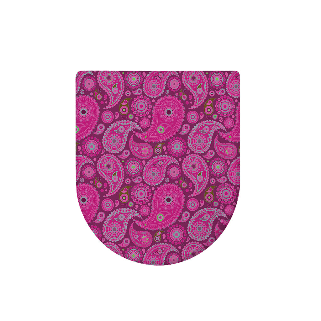 Pink Paisley Pattern Print Toilet Lid Cover