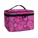 Pink Paisley Pattern Print Travel Makeup Bag