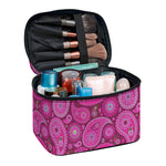 Pink Paisley Pattern Print Travel Makeup Bag