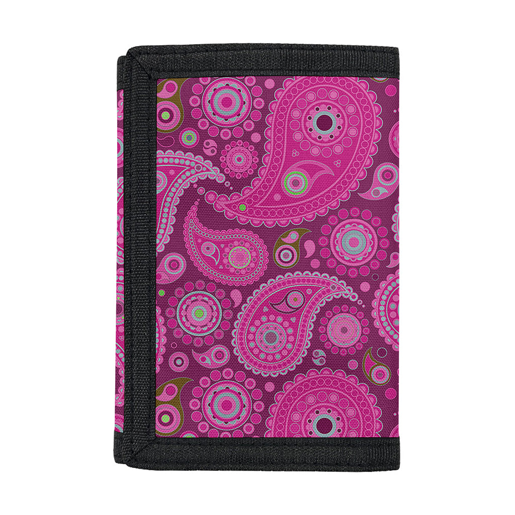 Pink Paisley Pattern Print Trifold Wallet