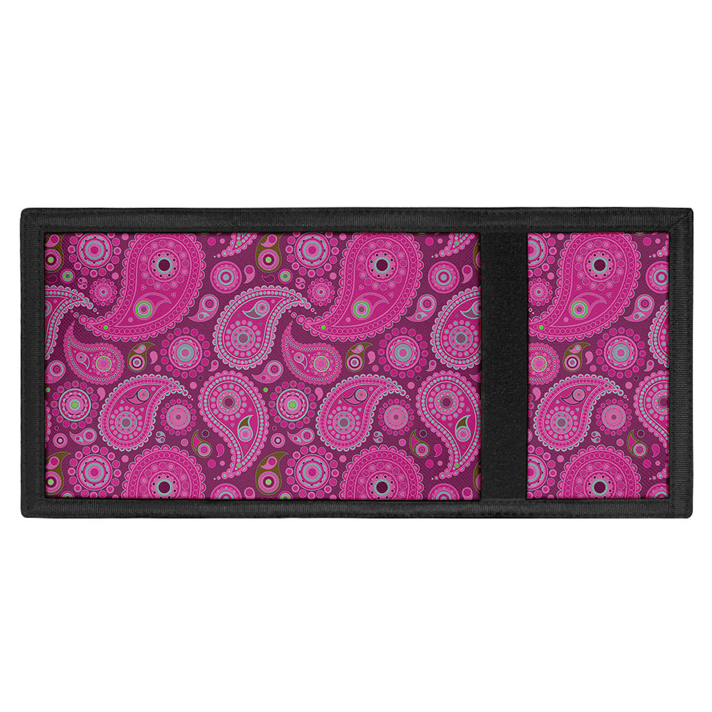 Pink Paisley Pattern Print Trifold Wallet