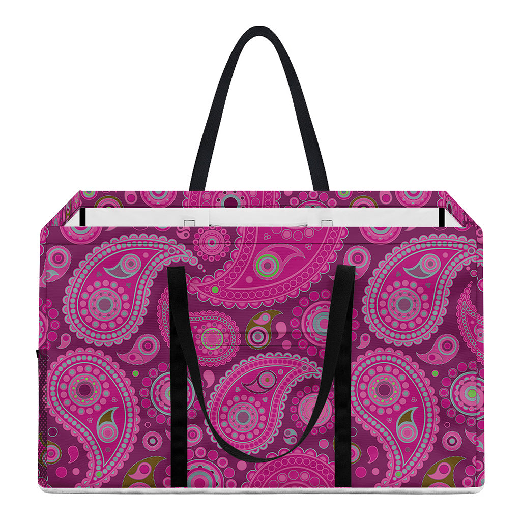 Pink Paisley Pattern Print Utility Tote Bag