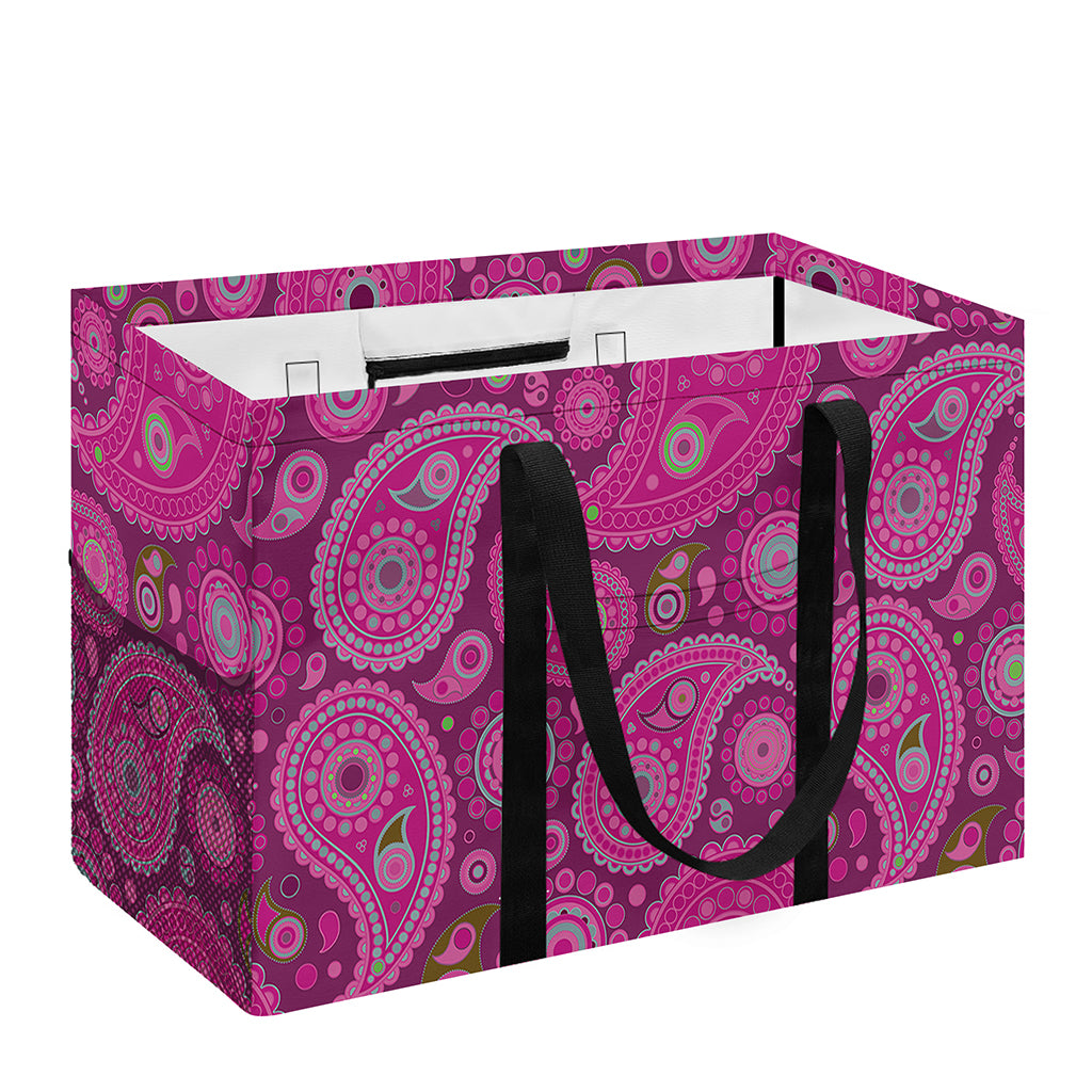 Pink Paisley Pattern Print Utility Tote Bag
