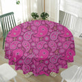 Pink Paisley Pattern Print Waterproof Round Tablecloth