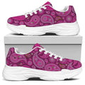 Pink Paisley Pattern Print White Chunky Shoes
