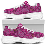 Pink Paisley Pattern Print White Chunky Shoes