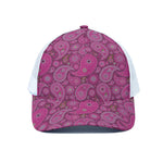 Pink Paisley Pattern Print White Mesh Trucker Cap