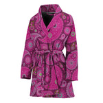 Pink Paisley Pattern Print Women's Bathrobe