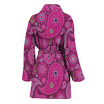 Pink Paisley Pattern Print Women's Bathrobe