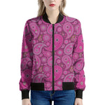 Pink Paisley Pattern Print Women's Bomber Jacket