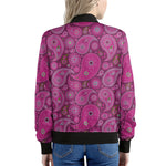 Pink Paisley Pattern Print Women's Bomber Jacket