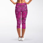 Pink Paisley Pattern Print Women's Capri Leggings