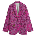 Pink Paisley Pattern Print Women's Cotton Blazer