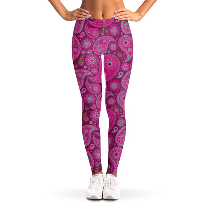 Pink Paisley Pattern Print Women's Leggings