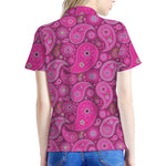 Pink Paisley Pattern Print Women's Polo Shirt