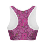 Pink Paisley Pattern Print Women's Sports Bra