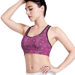 Pink Paisley Pattern Print Women's Sports Bra