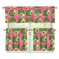 Pink Palm Leaf Avocado Print 3 Piece Kitchen Curtains