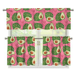 Pink Palm Leaf Avocado Print 3 Piece Kitchen Curtains