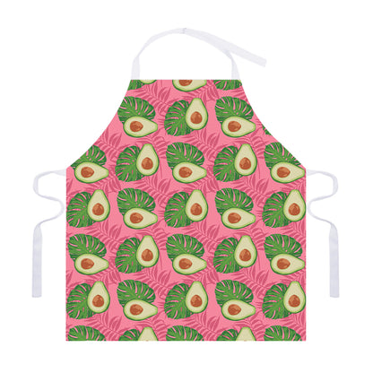 Pink Palm Leaf Avocado Print Adjustable Apron
