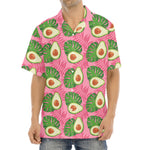 Pink Palm Leaf Avocado Print Aloha Shirt