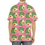 Pink Palm Leaf Avocado Print Aloha Shirt