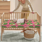 Pink Palm Leaf Avocado Print Baby Crib Sheet