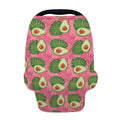 Pink Palm Leaf Avocado Print Baby Seat Cover