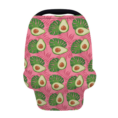 Pink Palm Leaf Avocado Print Baby Seat Cover