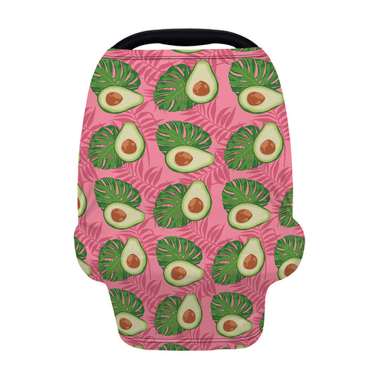 Pink Palm Leaf Avocado Print Baby Seat Cover