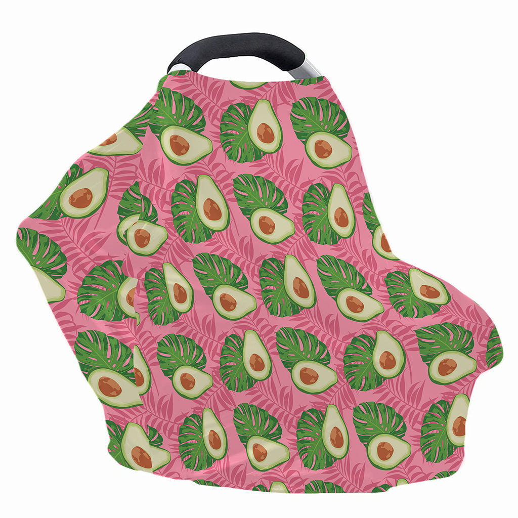 Pink Palm Leaf Avocado Print Baby Seat Cover