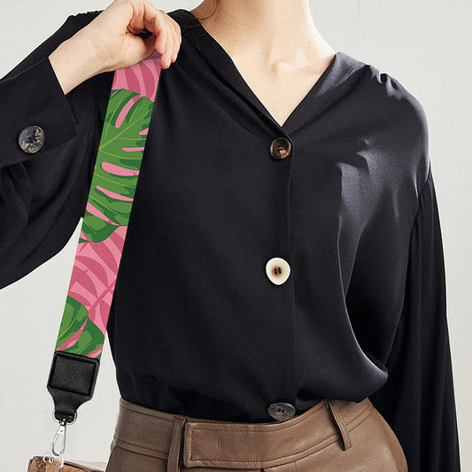 Pink Palm Leaf Avocado Print Bag Strap