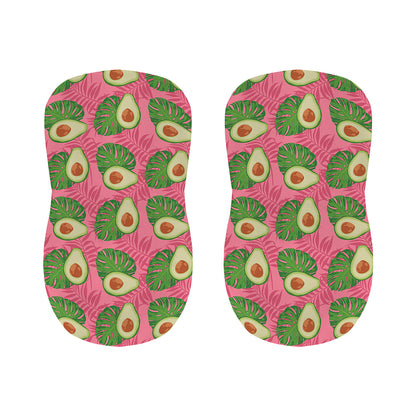 Pink Palm Leaf Avocado Print Bar Stool Covers