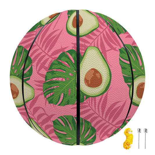 Pink Palm Leaf Avocado Print Basketball