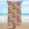 Pink Palm Leaf Avocado Print Beach Towel