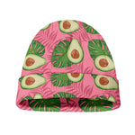 Pink Palm Leaf Avocado Print Beanie