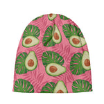 Pink Palm Leaf Avocado Print Beanie