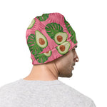 Pink Palm Leaf Avocado Print Beanie