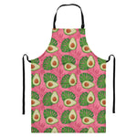 Pink Palm Leaf Avocado Print Bib Apron With Pocket