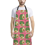 Pink Palm Leaf Avocado Print Bib Apron With Pocket
