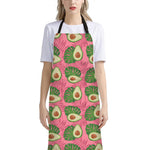 Pink Palm Leaf Avocado Print Bib Apron With Pocket
