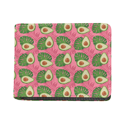 Pink Palm Leaf Avocado Print Bifold Wallet