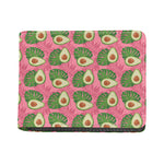 Pink Palm Leaf Avocado Print Bifold Wallet