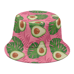 Pink Palm Leaf Avocado Print Bucket Hat
